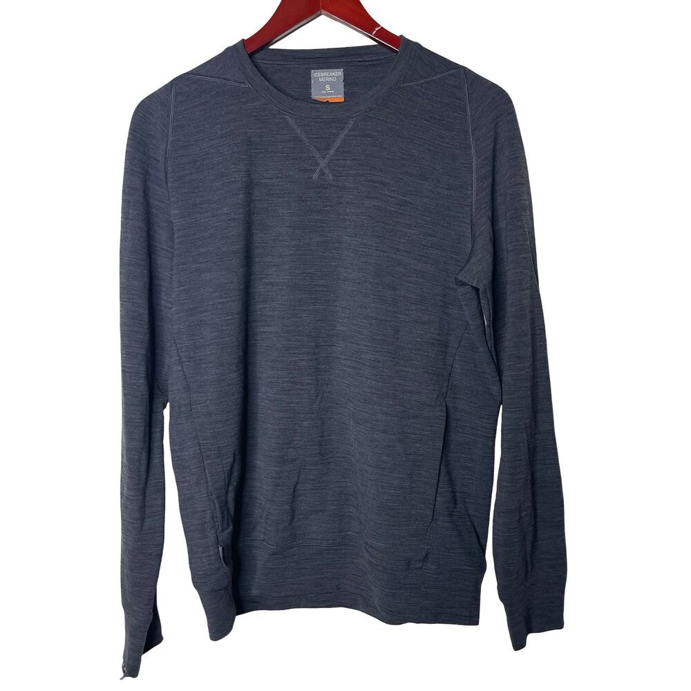 Icebreaker Merino wool grey crewneck long sleeve top sz S